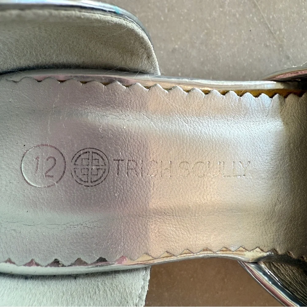 Trish Scully Miss Rodeo Silver Glitter Dress Shoes Girls Size 12 Jeweled Strap